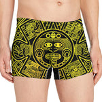 Black And Yellow Maya Calendar Print Men's Boxer Briefs