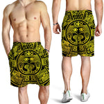 Black And Yellow Maya Calendar Print Men's Shorts