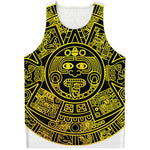 Black And Yellow Maya Calendar Print Men's Tank Top