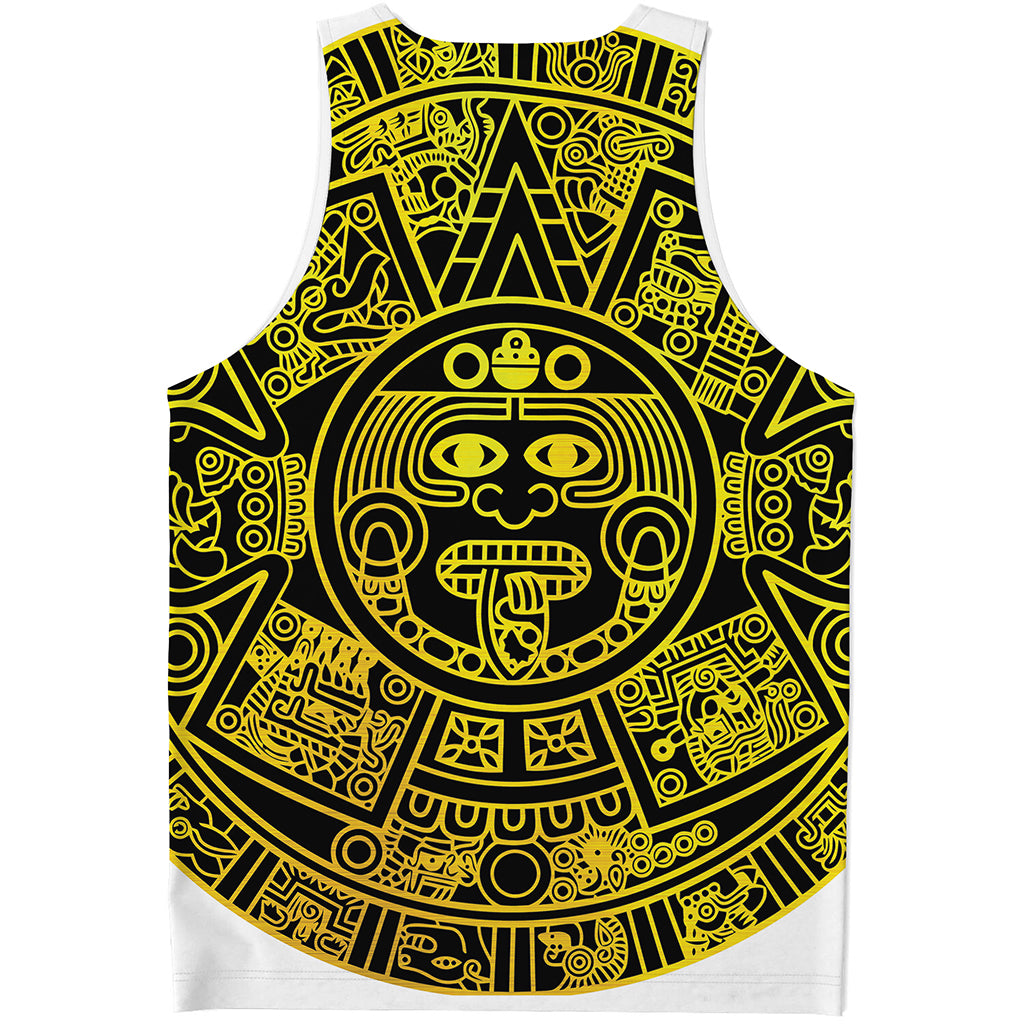 Black And Yellow Maya Calendar Print Men's Tank Top