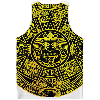 Black And Yellow Maya Calendar Print Men's Tank Top