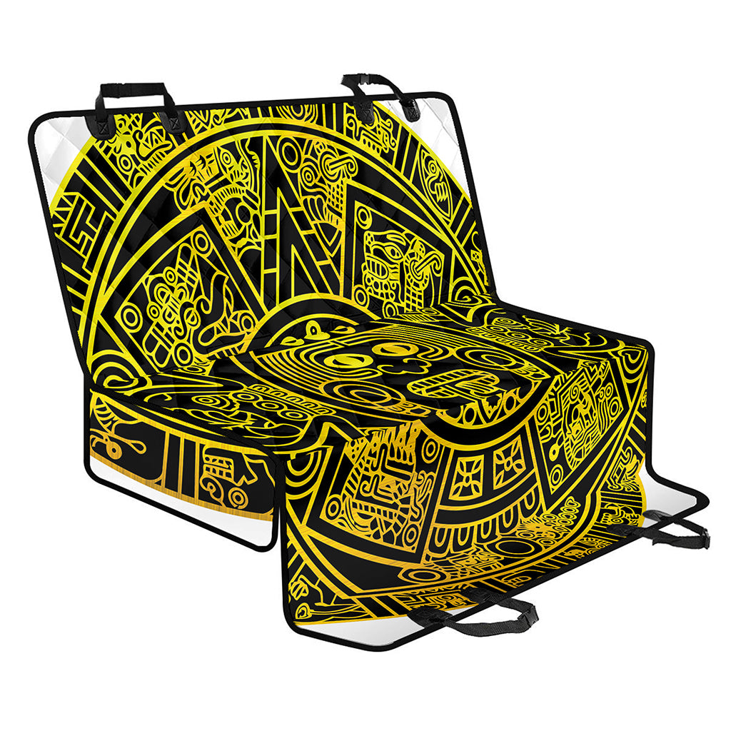 Black And Yellow Maya Calendar Print Pet Car Back Seat Cover