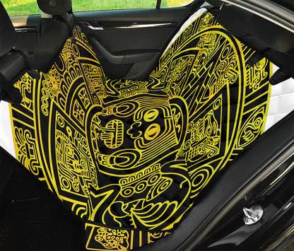 Black And Yellow Maya Calendar Print Pet Car Back Seat Cover