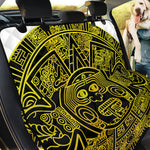 Black And Yellow Maya Calendar Print Pet Car Back Seat Cover
