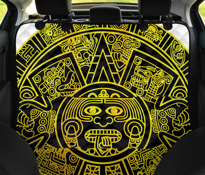Black And Yellow Maya Calendar Print Pet Car Back Seat Cover
