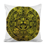 Black And Yellow Maya Calendar Print Pillow Cover