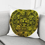 Black And Yellow Maya Calendar Print Pillow Cover