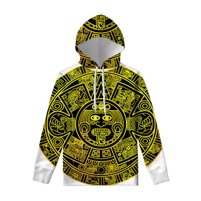 Black And Yellow Maya Calendar Print Pullover Hoodie