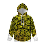 Black And Yellow Maya Calendar Print Pullover Hoodie