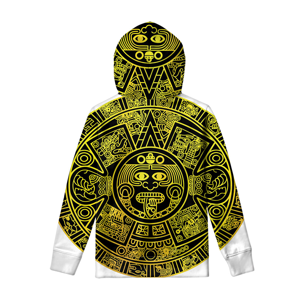 Black And Yellow Maya Calendar Print Pullover Hoodie