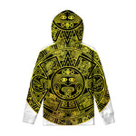 Black And Yellow Maya Calendar Print Pullover Hoodie