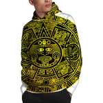 Black And Yellow Maya Calendar Print Pullover Hoodie