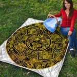 Black And Yellow Maya Calendar Print Quilt