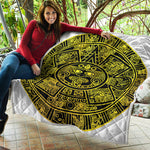 Black And Yellow Maya Calendar Print Quilt