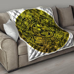 Black And Yellow Maya Calendar Print Quilt