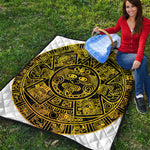 Black And Yellow Maya Calendar Print Quilt