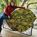 Black And Yellow Maya Calendar Print Quilt