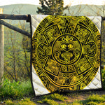 Black And Yellow Maya Calendar Print Quilt