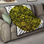 Black And Yellow Maya Calendar Print Quilt