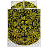 Black And Yellow Maya Calendar Print Quilt Bed Set