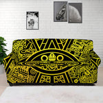 Black And Yellow Maya Calendar Print Sofa Cover