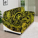 Black And Yellow Maya Calendar Print Sofa Cover