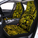 Black And Yellow Maya Calendar Print Universal Fit Car Seat Covers