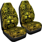 Black And Yellow Maya Calendar Print Universal Fit Car Seat Covers