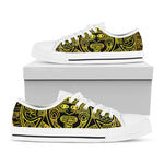 Black And Yellow Maya Calendar Print White Low Top Shoes