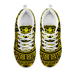Black And Yellow Maya Calendar Print White Sneakers