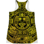 Black And Yellow Maya Calendar Print Women's Racerback Tank Top