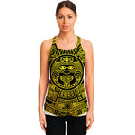 Black And Yellow Maya Calendar Print Women's Racerback Tank Top