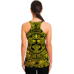 Black And Yellow Maya Calendar Print Women's Racerback Tank Top