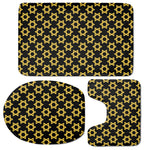 Black And Yellow Star of David Print 3 Piece Bath Mat Set