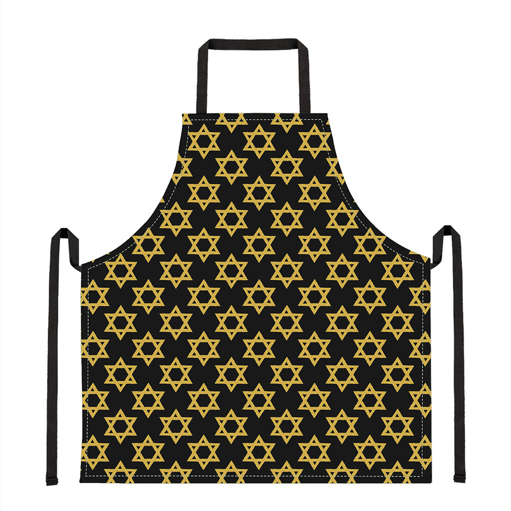 Black And Yellow Star of David Print Apron