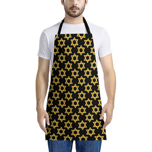 Black And Yellow Star of David Print Apron