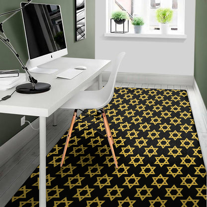 Black And Yellow Star of David Print Area Rug