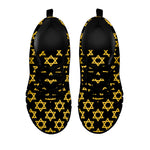 Black And Yellow Star of David Print Black Sneakers