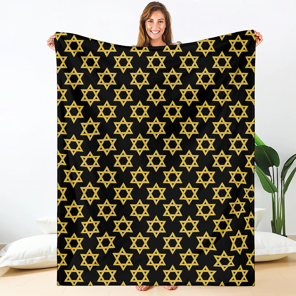 Black And Yellow Star of David Print Blanket