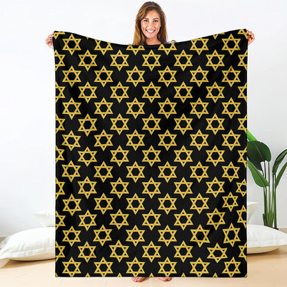 Black And Yellow Star of David Print Blanket