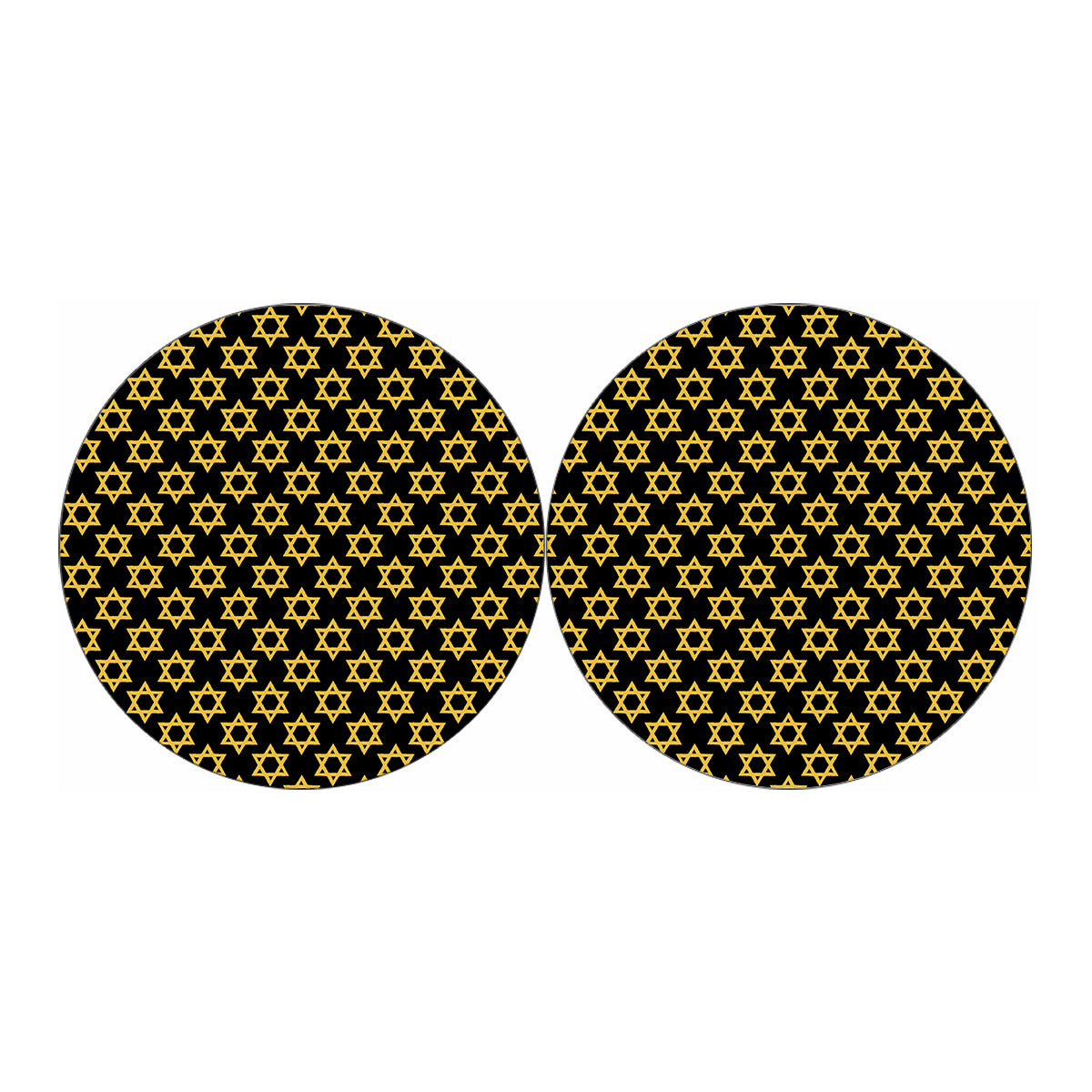 Black And Yellow Star of David Print Car Coasters