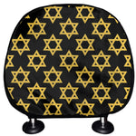 Black And Yellow Star of David Print Car Headrest Covers