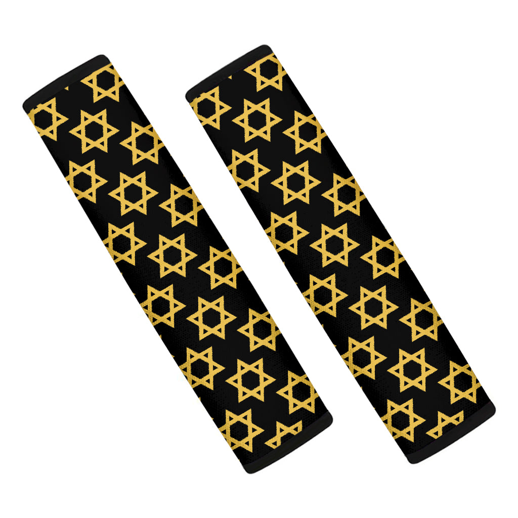Black And Yellow Star of David Print Car Seat Belt Covers