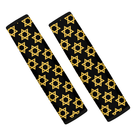 Black And Yellow Star of David Print Car Seat Belt Covers