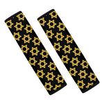 Black And Yellow Star of David Print Car Seat Belt Covers