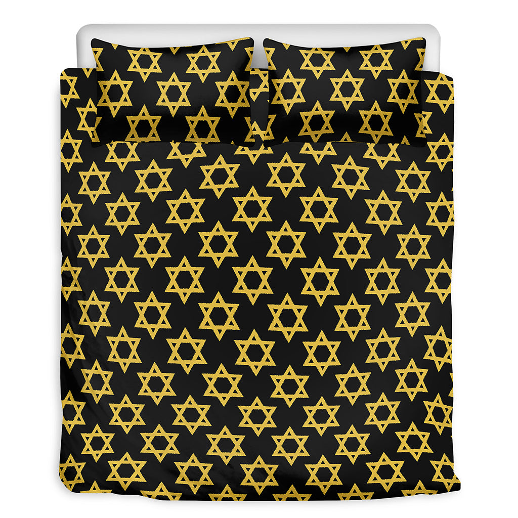 Black And Yellow Star of David Print Duvet Cover Bedding Set