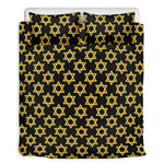 Black And Yellow Star of David Print Duvet Cover Bedding Set