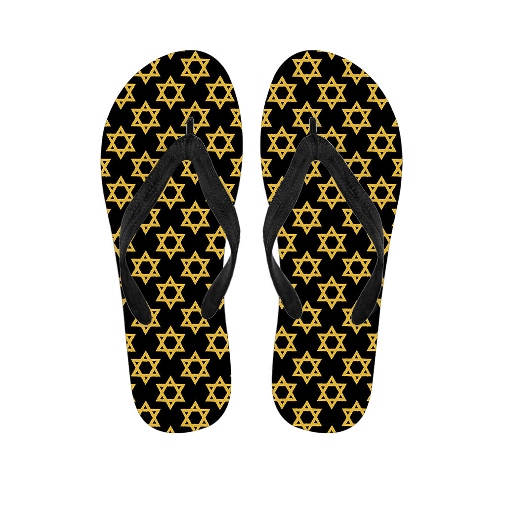 Black And Yellow Star of David Print Flip Flops