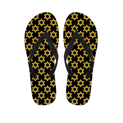 Black And Yellow Star of David Print Flip Flops