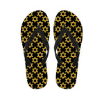 Black And Yellow Star of David Print Flip Flops